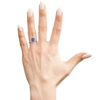 Ametist ovalnog oblika ženski prsten od srebrnog ametista s dvostrukim aureolom od aureole za žene