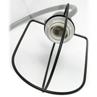 Moderna stolna svjetiljka jednostavnog dizajna sa zakrivljenom metalnom bazom i prozirnim staklenim sjenilom-Crna
