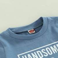 Odjeća za dječake za Dan očeva majica kratkih rukava sa smiješnim natpisima top kratke hlače za trčanje plavi set od 6 mjeseci