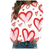 Ženska ležerna modna majica s printom za Valentinovo s dugim rukavima poklon za Valentinovo