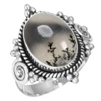 Prirodni dendrit Opal Ženski nakit prsten od srebra