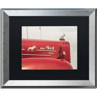 Zaštitni znak likovna umjetnost Mack Truck 2 Canvas Art by Jason Shaffer, Black Matte, Silver Frame