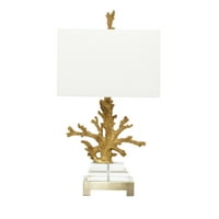 Stolna svjetiljka od 26 koralja i zlata s bijelim lanenim sjenilom