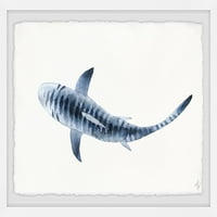 Marmont Hill Blue prugasti morski pas uokviren zidna umjetnost