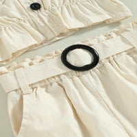 Ljetna odjeća za djevojčice, vrhovi kratkih rukava s ramena, komplet teretnih hlača