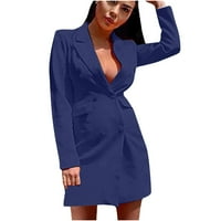Žensko ljetno modno jednobojno opremljeno odijelo s dvostrukim kopčanjem dugih rukava s reverima od 96 do 4487474