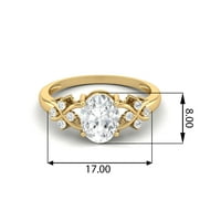 Ženski vjenčani prsten s plavim topazom u ovalnom obliku u srebrnom zlatu
