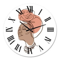 DesignArt 'Jedan line Portret Afroamerikanke IV' Moderni zidni sat