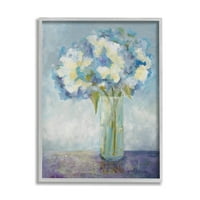 Stupell Industries prekrasna bijela plava hortenzija cvjetni buket slika siva uokvirena umjetnička print art art, 24x30