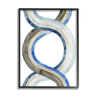 Stupell Industries Abstract Line Braid Plavo smeđi uzorak akvarelna slika, 30, Dizajn Grace Popp