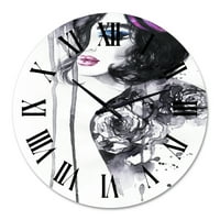 DesignArt 'Slikanje ženskog portreta' Moderni zidni sat
