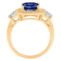 3,1-karatni rez princeza plavi imitirani tanzanit 14-karatno žuto zlato ugravirano izjava Godišnjica zaruka vjenčani prsten s tri