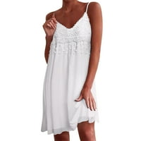 Ležerne ljetne haljine s cvjetnim printom bez rukava Bez rukava za žene u bijeloj boji