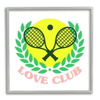 Stupell Love Club teniski reketi Sportska sportska slika Siva siva uokvirena umjetnička print zidna umjetnost