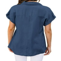Ženska jednobojna bluza u boji, obična ležerna košulja od tunike, uredski široki pulover kratkih rukava