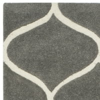 Geometrijski tepih od vune, Tamno siva, slonovača, 2 '6 8'