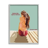 Studell Industries Style je vječno motivirajući modni citat Beach Woman Grafička umjetnost siva uokvirena umjetnička print zidna