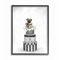 Stupell Industries Fashion Bo Stack Pet Dog siva slikanje Framed Wall Art by Ziwei Li
