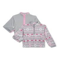 Mikroflis pulover s patentnim zatvaračem za djevojčice u 2 pakiranja, veličine 4 I Plus