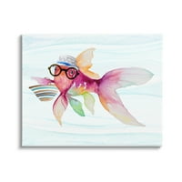 Glupa hipsterska riba, smiješni morski život, Galerija pejzažnih slika na omotanom platnu, tiskana zidna umjetnost