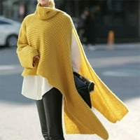 Preveliki džemperi za žene dolčevita Plus size dugi rukav šišmiš Asimetrični Donji dio casual pulover džemper Pleteni vrhovi žute