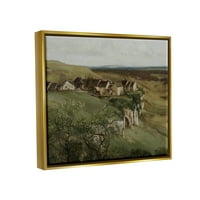 Cliff vikendice ruralni krajolik pejzažno slikanje metalno zlato uokvireno umjetničko print zidna umjetnost