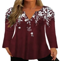 Ženska majica s dugim rukavima majica s tunikom s izrezom u obliku slova B, elegantna majica s cvjetnim puloverom, tamnoplava majica