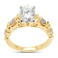Zaručnički prsten obećanje s moissanitom i dijamantom okruglog reza, koji je izradio laboratorij A. M., Za Žene U 14k žutom zlatu