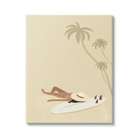 Bež ljetna djevojka za sunčanje obalna Galerija slika na omotanom platnu tiskana zidna umjetnost