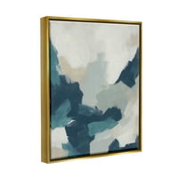 Stupell Sažetak plave i krem ​​četke Stroke Sažetak slika Zlatni floater uokvireni umjetnički print zid umjetnosti