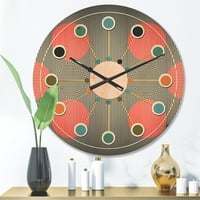 DesignArt 'Moderna linija i geometrijski uzorak kruga' Moderni zidni sat iz sredine stoljeća
