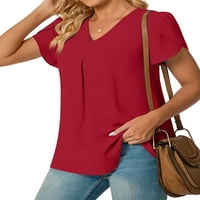 Ženska Šifonska majica s rukavima od šifona, bluza od tunike s izrezom u obliku slova u, majica kratkih rukava, ljetna ležerna majica
