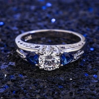 Nakit za žene prstenovi plavi dijamantni prsten u obliku srca Ženski plavi dijamantni prsten modni nakit Slatki prsten modni nakit