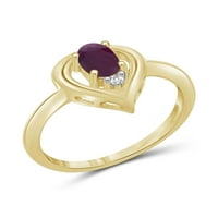 Jewelersclub ruby ​​prsten za rođenje nakita - 0. Karat ruby ​​14k zlatni nakit od srebrnog prstena s bijelim dijamantnim naglaskom