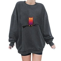 2. T / ženske prevelike majice s okruglim vratom s dugim rukavima, puloveri s uzorkom za Noć vještica, modni pulover s rukavima s
