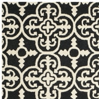 Tepih od vune u geometrijskom uzorku, Crna slonovača, 9' 12'