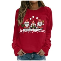 2 pulover, džemper, Ženska majica Sretan Božić, Okrugli vrat, Dugi rukav, print, lagani gornji dio, pulover, džemper, košulja, majica