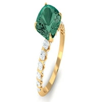 Prsten od zelenog safira u obliku jastuka i Moissanite, 14k žuto zlato, 11,00 USD