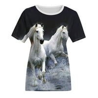 Ženske majice s okruglim vratom, moderna ležerna majica s digitalnim printom s imitacijom konja s kratkim rukavima, U redu?