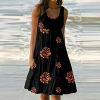 Ljetne haljine za žene, ležerni sundress na plaži s naramenicama od špageta, cvjetna Mini haljina bez rukava, plava boja