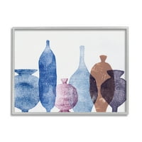 Plava višeslojna vaza moderna apstraktna slika u sivom okviru umjetnički tisak zidna umjetnost