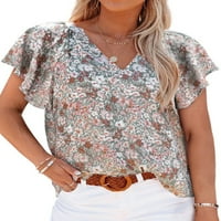 Ženske boemske ljetne majice s izrezom u obliku slova u, ženska ležerna bluza od tunike, boho ležerna odjeća, široka majica kratkih
