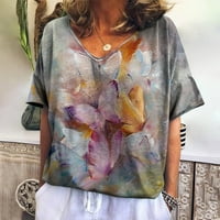 Ženska modna ležerna bluza s izrezom u obliku slova U i kratkim rukavima s printom u obliku slova u