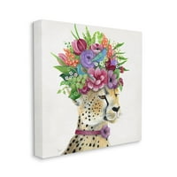 Stupell Industries Whimsical Cheetah Cvijeća Crown Crown Slikanje galerija zamotana platna za tisak zidne umjetnosti, dizajn by Tava