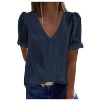 Ženska bluza s kratkim rukavima i izrezom u obliku slova u, Čipka Vintage elegantna tunika, bluze Top