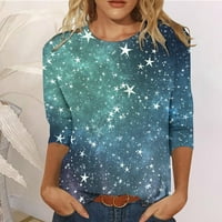 Ženska Casual moda sa zvjezdanim nebom, Okrugli vrat, Rukav Tri četvrtine majica, bluza, topovi, ženske casual bež bluze