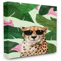 Stupell Industries Fashion Cheetah Smiješno cvjetno tropsko slikarstvo platno zidna umjetnost Ziwei Li