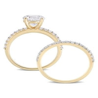 3- Carat T.G.W. Stvorio bijeli safir 10kt zaručnički prsten od žutog zlata