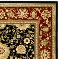Tradicionalni tepih s cvjetnim uzorkom, crni i crveni, 2'3 8'