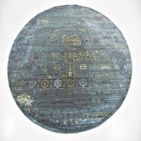 Jedinstveni tkalački baracoa okrugli tradicionalni vintage prostirka, sivo plava, 96 7